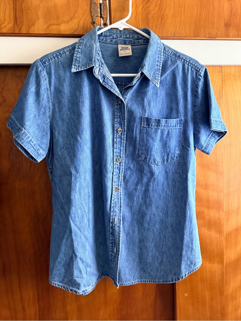 Vintage Denim Short-Sleeve Shirt - Blue
